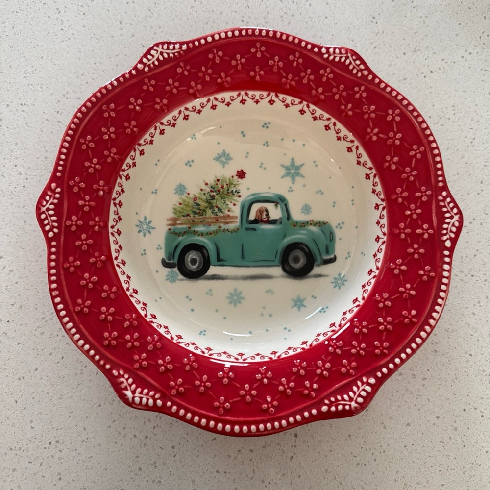 Pioneer Woman Christmas Soup Salad Bowls Tree Cheerful Rose Barn Vintage Truck